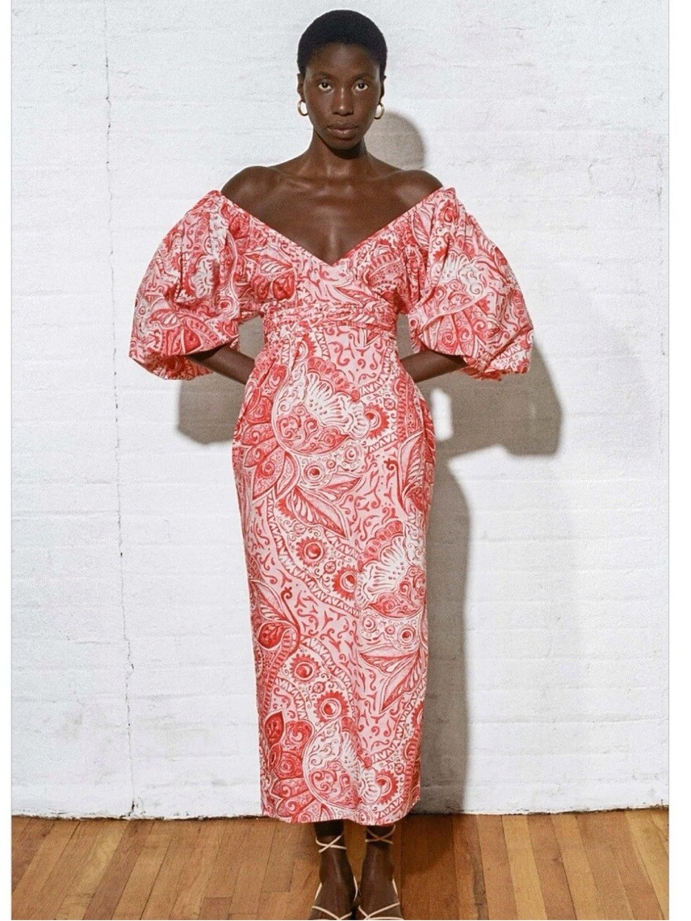 Nwot Mara Hoffman red paisley wrap dress sz M